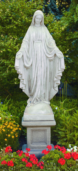 Blessed Mother Mary Life-size Pedestal Stone Catholic Memorial Statuary
